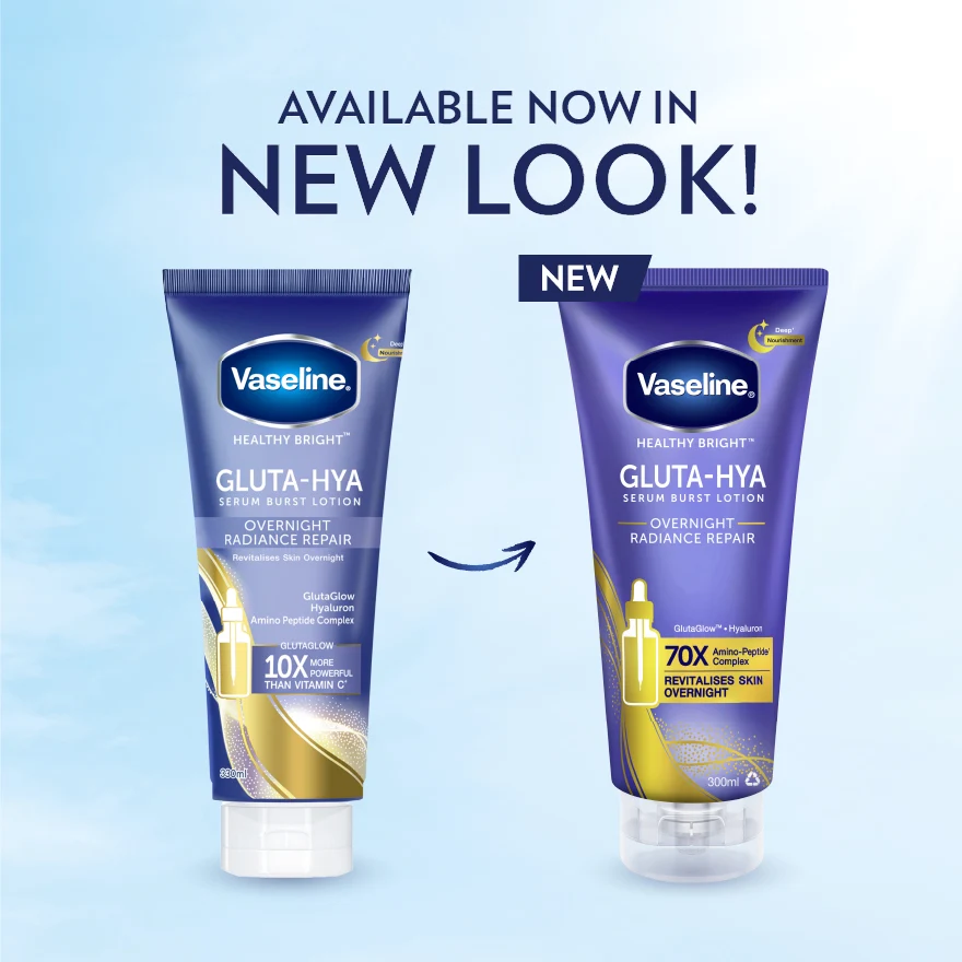 VASELINE HEALTHY BRIGHT GLUTA-HYA O/NGT RADIANCE REPAIR SERUM B/LOTION 300ML - Image 3