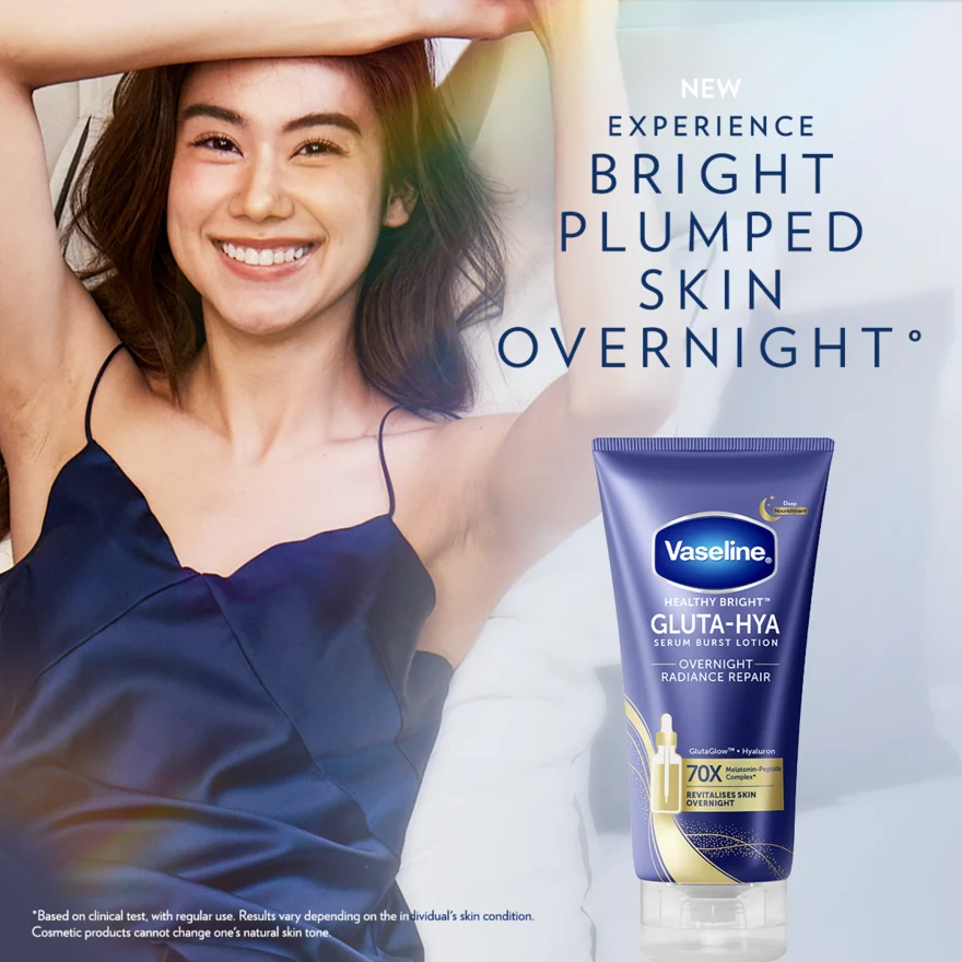 VASELINE HEALTHY BRIGHT GLUTA-HYA O/NGT RADIANCE REPAIR SERUM B/LOTION 70ML - Image 6